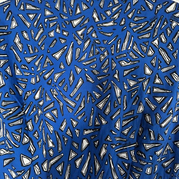 Markus Lupfer Womens Blue Geometric Print Short Sleeve Tiered Midi Dress Size 8 - Picture 3 of 12